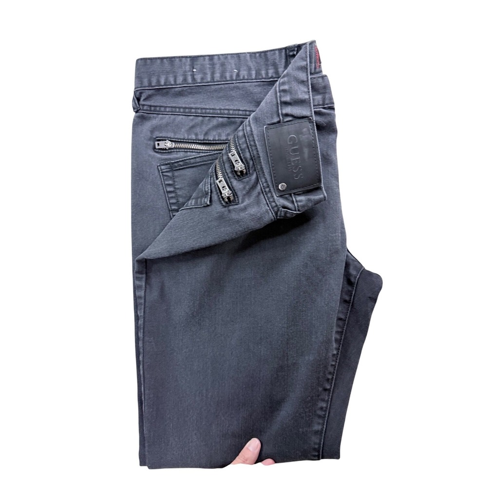Guess McCrae Ultra Slim Jeans Mens 38x32 Black Zipper Back Pockets X43114D0X90